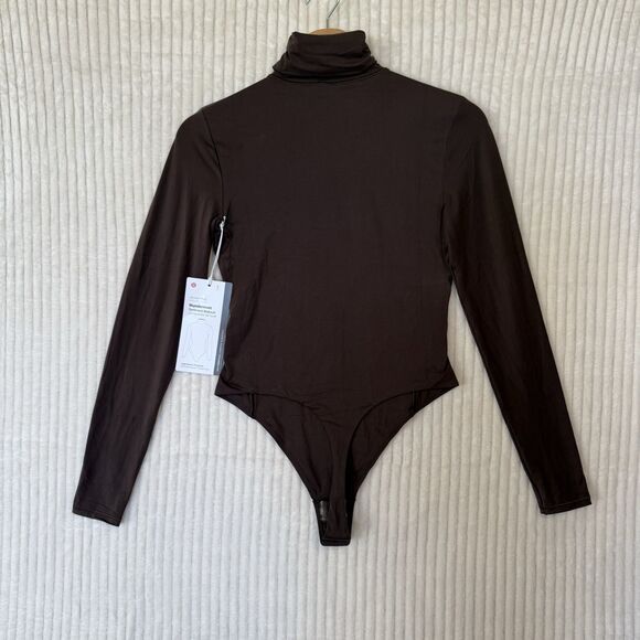 Lululemon Wundermost Ultra-Soft Nulu Turtleneck Bodysuit Sz S Espresso NWT $88 - Picture 3 of 16